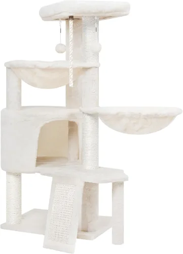 Miniatura 7 de Wang Xin Árbol para Gatos de Tres Capas con Casita para Gatos, Almohadilla para Rascar y Dos Hamacas, Beige