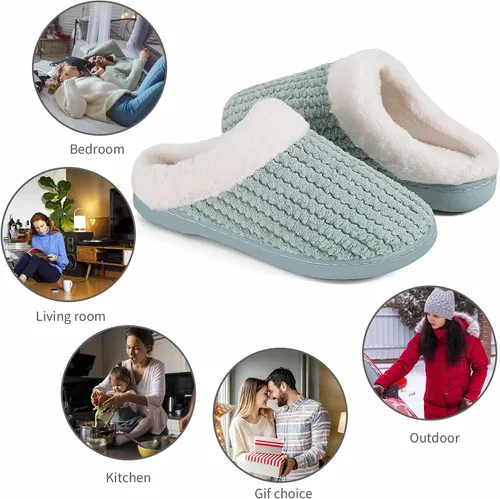 Miniatura 6 de YALOX - Pantuflas para mujer, cálidas, de espuma viscoelástica antideslizante, cómodas, de algodón para usar en el hogar, dormitorio, interiores