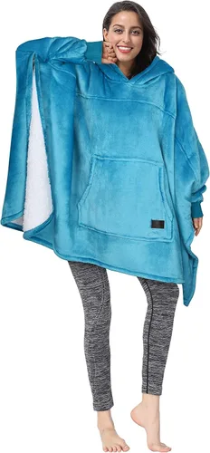 Miniatura 8 de Tirrinia Manta con capucha de gran tamaño, sudadera con manga de murciélago, acogedora manta Sherpa enorme regalo para mujeres adultas