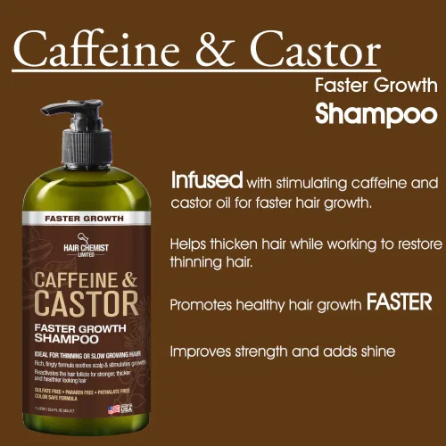 Miniatura 4 de Hair Chemist Champú de crecimiento más rápido con cafeína y ricino, 33.8 onzas, champú para el cabello para un crecimiento más rápido del cabello