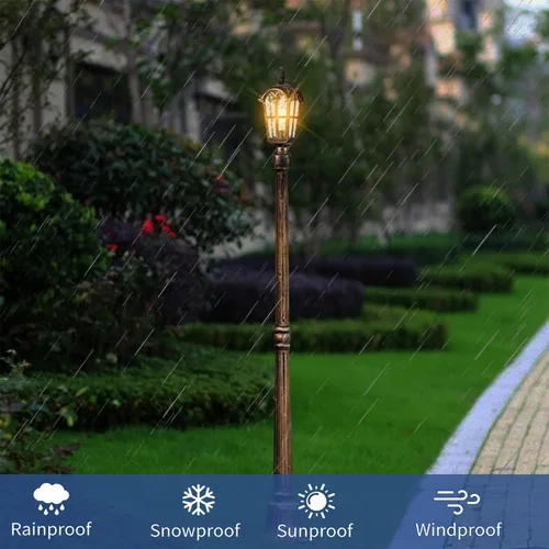 Miniatura 4 de YUBOLE Luz de poste para exteriores, farol de poste exterior, lámpara de poste de aluminio fundido impermeable con pantalla de vidrio templado