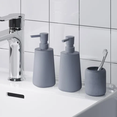 Miniatura 4 de Uaniar Juego de 2 dispensadores de jabón de baño, dispensador de jabón gris para cocina, pequeños dispensadores de jabón de manos de plástico de 8.5
