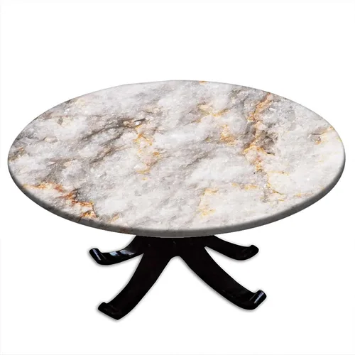 Mantel redondo con borde elástico, mantel de poliéster lavable para decoración de interiores y fiestas, comedor, se adapta a mesas de hasta 32