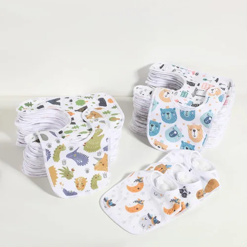 Miniatura 2 de Paquete de 7 baberos absorbentes de algodón para bebés para babear la dentición Rosa-1