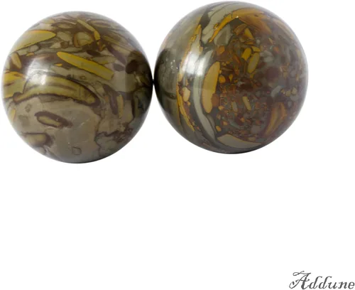 Miniatura 3 de Bolas de mano de piedra de mármol cian nuwa con patrón tradicional de bambú, bolas de masaje saludable chino para masaje, para relajar los dedos