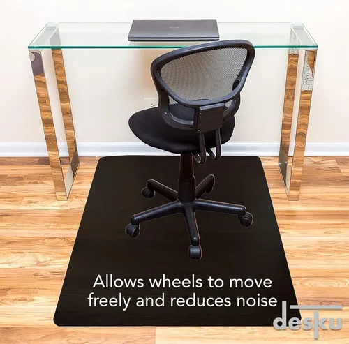 Miniatura 2 de Tapete para silla de escritorio de oficina con borde, tapete de PVC para protección de suelos duros, negro, 36 x 48 pulgadas, fabricado
