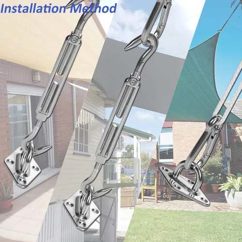 Miniatura 3 de SUNNY GUARD Kit de herrajes de acero inoxidable 304 de 8 pulgadas para instalación de toldo rectangular para patio trasero, terraza, patio, jardín