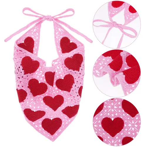 Miniatura 4 de hoyuwak Pañuelo para la cabeza de ganchillo, bandanas, diademas de corazón, bufanda, cubiertas para la cabeza, accesorios para el cabello rosa