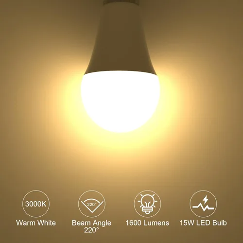 Miniatura 3 de ORALUCE Bombillas LED de 100 vatios, equivalente a 120 vatios, 15 W, 1600 lúmenes, 3000 K, bombillas LED blancas suaves, base media E26, no Blanco