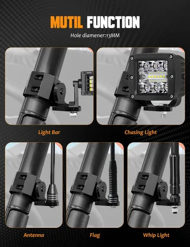 Miniatura 6 de Soporte de látigo UTV para Polaris Ranger, soporte de montaje de látigo UTV ajustable de 360° para Polaris Ranger General Can am Defender Commander