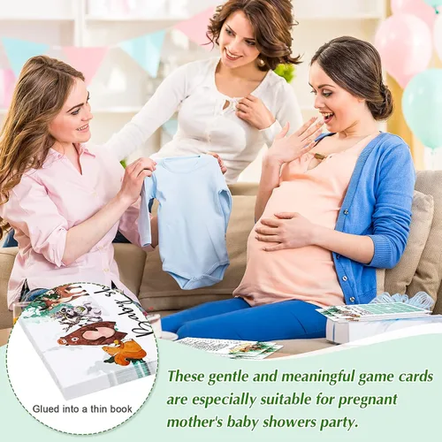Miniatura 5 de Gersoniel Juego de 135 tarjetas de juego para baby shower, diseño de animales del bosque, baby shower, juego de 5 (25 tarjetas cada uno) con 10