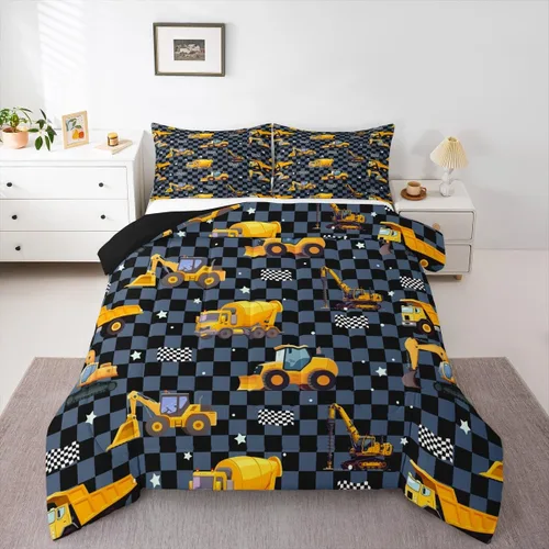 Miniatura 23 de Feelyou Juego de ropa de cama de camión de bomberos, edredón de coche de bomberos y policía para decoración de habitación de niños, tamaño Multi D05