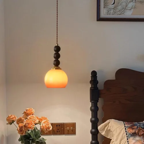 Miniatura 2 de Lámpara colgante moderna de una sola cabeza vintage degradado de cristal naranja lámparas colgantes altura ajustable lámpara para comedor café