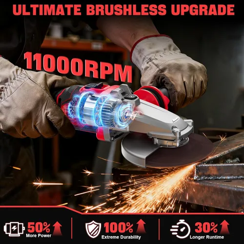 Miniatura 7 de Ecarke Amoladora angular de cabeza plana compatible con batería Milwaukee de 18 V, 4-1/2 a 5 pulgadas, 11000 RPM, sistema de seguridad múltiple