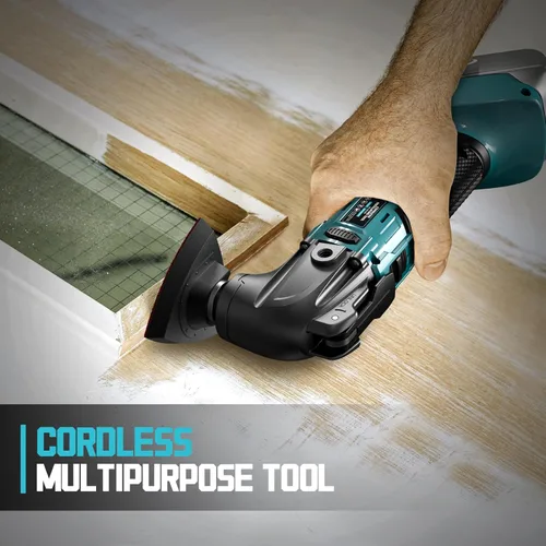 Miniatura 7 de Herramienta oscilante inalámbrica compatible con batería Makita, herramienta de motor sin escobillas de 21000 OPM máx con mango auxiliar, Azul