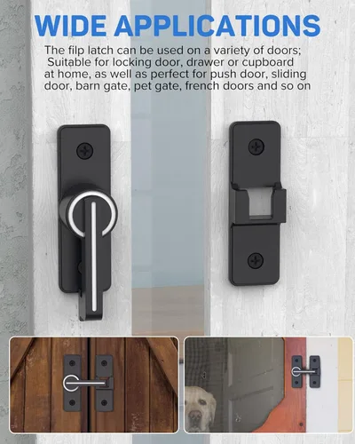 Miniatura 9 de Cerradura de puerta de granero, pestillos de puerta, pestillo de seguridad para puerta, cerradura de cerrojo de puerta de aleación de zinc