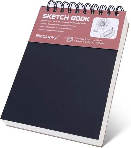Cuaderno de bocetos de 5.5" x 8.5", bloc de bocetos con 60 hojas (68 libras/100 g/m²), paquete de 1 bloc de dibujo, libro de dibujo libre de ácidos,