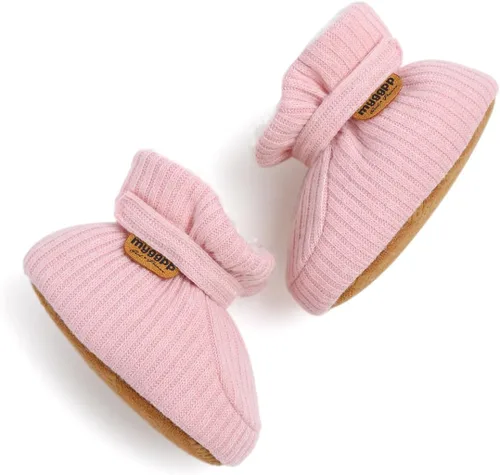 Miniatura 30 de Botines de forro polar para bebés, niños y niñas, pantuflas antideslizantes con agarre suave, zapatos de calcetín para recién nacidos, cuna