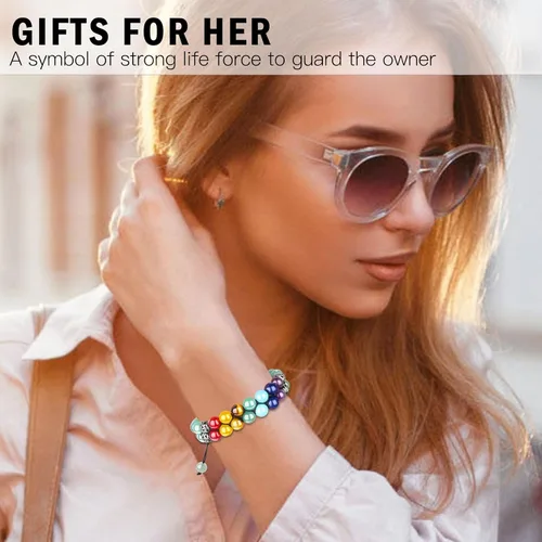 Miniatura 2 de Pulsera de triple protección, ojo de tigre malvado de ojo y obsidiana negra de 0.315 in, pulsera curativa para hombres y mujeres, pulsera curativa
