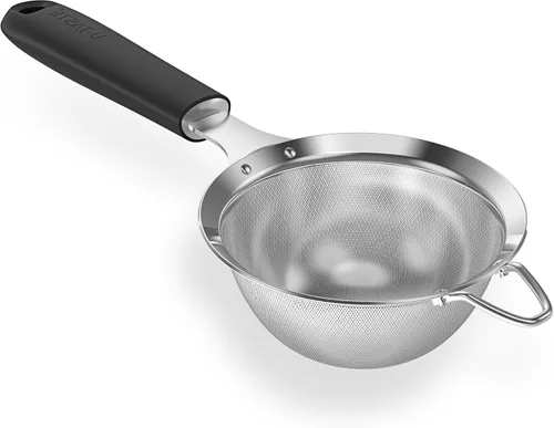 Miniatura 21 de Colador de malla de acero inoxidable 18/8: U-Taste Colador de alimentos de malla fina de cocina de 3.9 pulgadas con mango de silicona resistente (4)