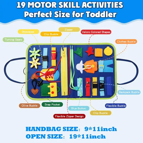 Miniatura 2 de Guolely Busy Board Montessori - Juguete para niños de 3 a 6 años, tablero sensorial de desarrollo de actividades educativas para habilidades motoras