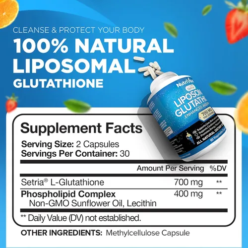 Miniatura 6 de Nutrivein Glutatión liposomal premium, cápsulas de vinagre de sidra de manzana y suplemento de vitamina C: Vitamina C, cápsulas ACV y suplemento