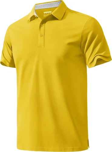 Miniatura 7 de MAGNIVIT Camisas polo de manga corta para hombre, camisas de golf atléticas que absorben la humedad, camisa casual de algodón con cuello de 3 botones