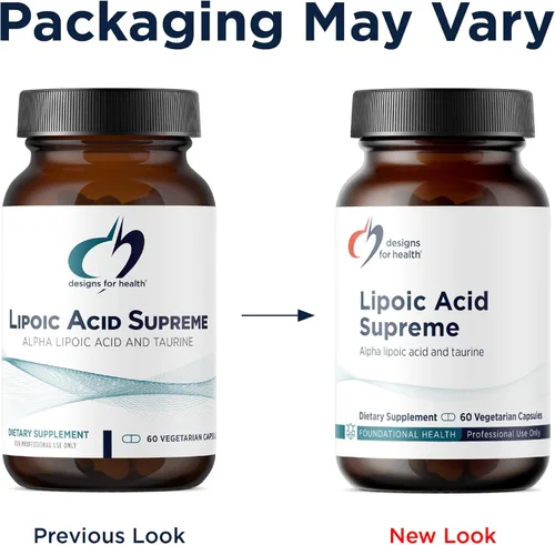 Miniatura 3 de Designs for Health Ácido lipoico Supremo - 300 mg de ácido alfa lipoico con taurina - Suplemento vegano sin OMG ALA (60 cápsulas)