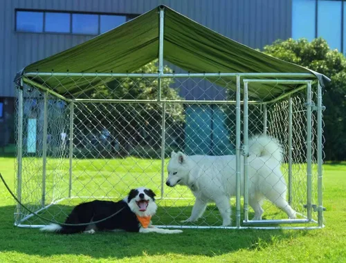 Miniatura 6 de Caseta para Perros al Aire Libre, Jaula Resistente para Perros, Casa para Mascotas con Malla, Jaula Grande para Perros, Valla de Acero con Cerradura