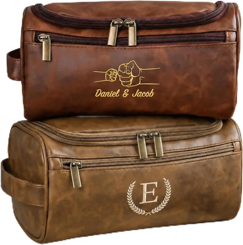 Miniatura 9 de Easycosy Neceser personalizado para hombres, grabado con nombre e iniciales, neceser de cuero PU para hombres para viajar, artículos esenciales