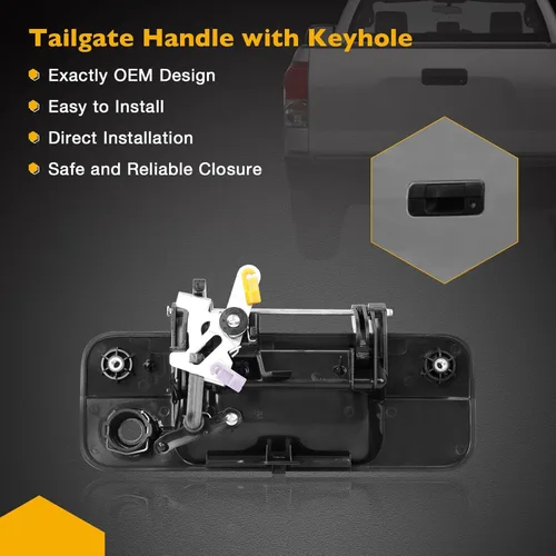 Miniatura 3 de Gledewen Manija de pestillo de portón trasero con llave para Toyota Tundra 2007-2013 Reemplaza # 69090-0C040, 690900C040, 81213