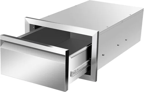 Cajones de cocina para exteriores de 14 pulgadas de ancho x 8.5 pulgadas de alto x 23 pulgadas de profundidad, de acero inoxidable, cajones