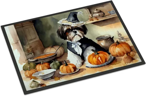 Miniatura 96 de Caroline's Treasures DAC1720MAT Affenpinscher - Tapete de otoño para cocina, con calabazas, 18 x 27 pulgadas, tapete para puerta delantera