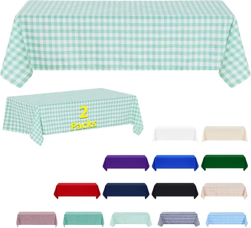 Miniatura 25 de ABCCANOPY Paquete de 3 manteles rectangulares de poliéster de 60 x 84 pulgadas, para interiores y exteriores, resistentes a las manchas, lavable