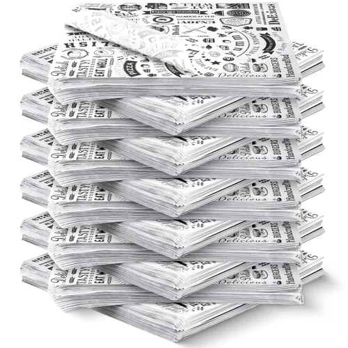 Miniatura 21 de 1000 piezas de hojas de papel encerado para delicatessen de 12 x 12 pulgadas, resistentes a la grasa, forros para bandejas canasta, papel de Blanco