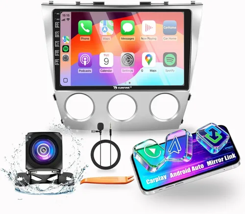 Kunfine Coche CarPlay Android Navegación Automática Estéreo GPS Radio Reverse Cámara Pantalla 10 "IPS Pantalla Táctil Headunit Tablet Pad Media