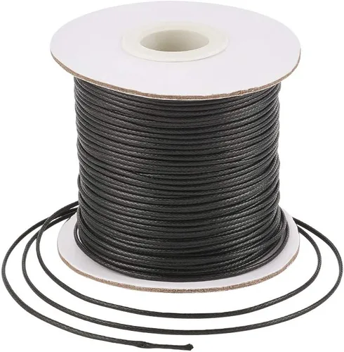 Miniatura 2 de Cheriswelry Cuerda de poliéster encerado coreano negro de 85 yardas de 0.039 pulgadas (0.039 in), hilo de cuerda para trenzar con nudos, cuerda