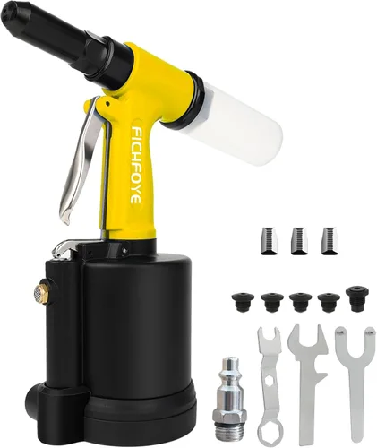 Miniatura 8 de Pistola de remache neumática resistente, 3500 lbf Rivet Gun Set- 3/32", 1/8", 5/32", 3/16" con NPT 1/4 pulgadas para industrias automotriz, Azul