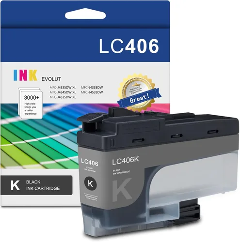 LC406BK Cartuchos de tinta de alto rendimiento (paquete de 1) – Cartuchos de tinta negra compatibles con Eout LC406 Reemplazo para impresora Brother
