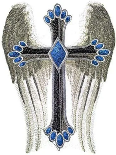 [Personalizado] Santa Cruz Sagrada con Recompensa de la Naturaleza [Cruz Alada] Bordado Hierro/Coser Parche [7 x 4.85 pulgadas] [Fabricado en