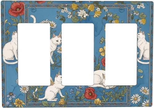 Miniatura 252 de Decorative Outlet Covers Blue Background White Cat Daisy Floral 2-Gang 1-Gang Wall Plate Single Toggle/Rocker Farmhouse Style Light Switch Covers