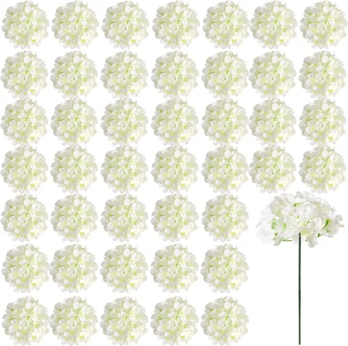 Miniatura 10 de Auihiay 26 piezas de flores hortensias artificiales de seda con tallo para decoración del hogar, bodas, fiesta.
