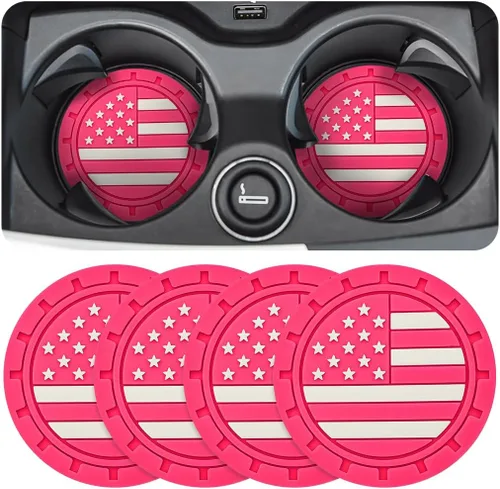 Miniatura 23 de Osilly Posavasos para Portavasos de Automóvil, Paquete de 4 Posavasos Antideslizantes de PVC con Estampado de Huellas de Pata, Tapete Universal