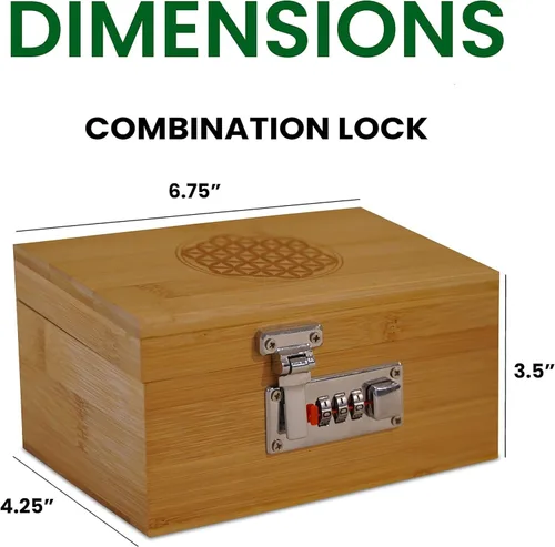 Miniatura 3 de Miracles Caja de almacenamiento de bambú – Caja de almacenamiento decorativa con tapa y cerradura combinada – Caja de bambú con accesorios