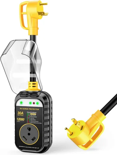 Miniatura 14 de GEARGO Protectores contra sobretensiones RV de 30 amperios, 12000 julios, analizador de circuitos de RV, protección contra sobretensiones IP68