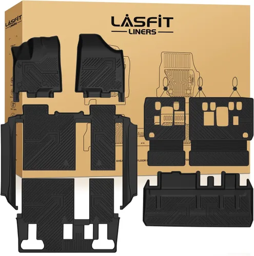 Miniatura 49 de LASFIT Alfombrillas para Toyota Highlander 2020-2025 2026 de 8 asientos (no para híbridos) para todo tipo de clima, revestimiento de suelo de TPE