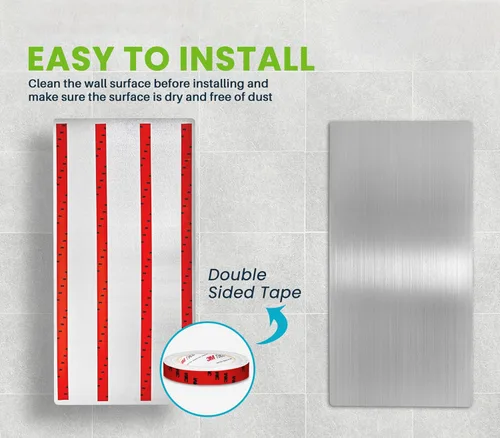 Miniatura 3 de Alpine - Protector de pared para secador de manos de acero inoxidable para baño, cocina y oficina con adhesivo 3M resistente, fácil de limpiar