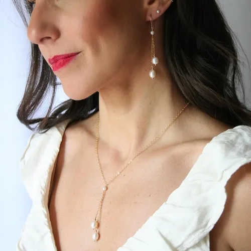 Miniatura 2 de Collares de perlas de oro de 14 quilates para mujer, exquisitos collares de perlas cultivadas a mano, collares de perlas simples para regalos