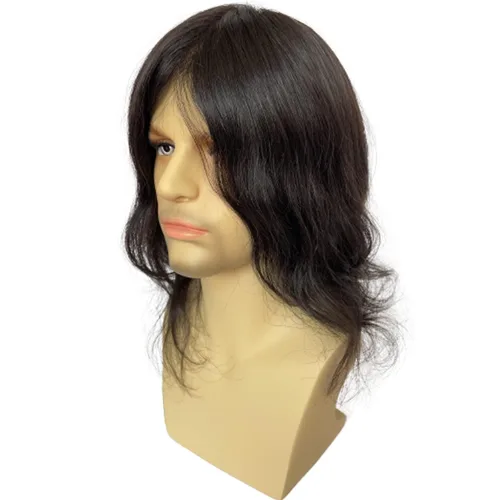 Miniatura 4 de Voloria Toupee de 12 pulgadas para hombre, piel ultrafina, pieza de pelo humano virgen europeo, piezas de sistema de reemplazo para hombres