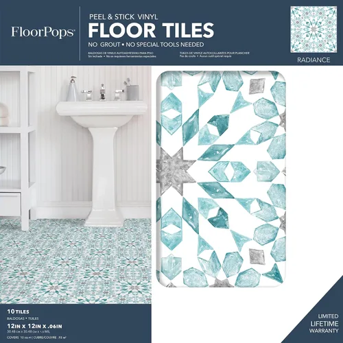 Miniatura 2 de FloorPops FP2949 Radiance Peel & Stick - Azulejos para suelo, color azul